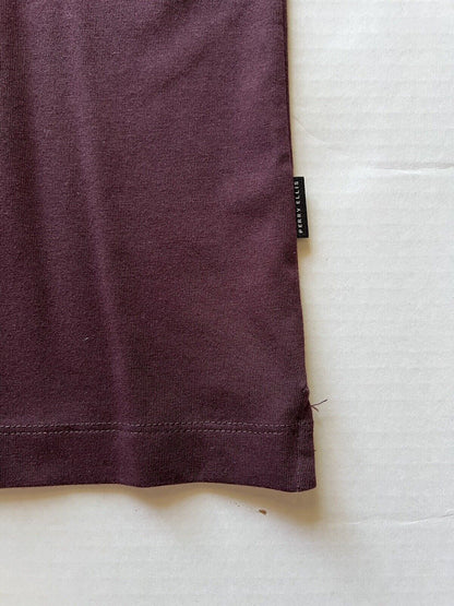 Perry Ellis Mens Hidden Buttons Burgundy Maroon Pima Cotton Polo Shirt Medium - thriftgoblin