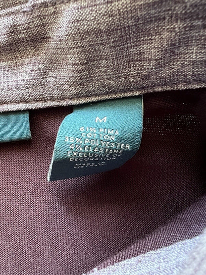Perry Ellis Mens Hidden Buttons Burgundy Maroon Pima Cotton Polo Shirt Medium - thriftgoblin
