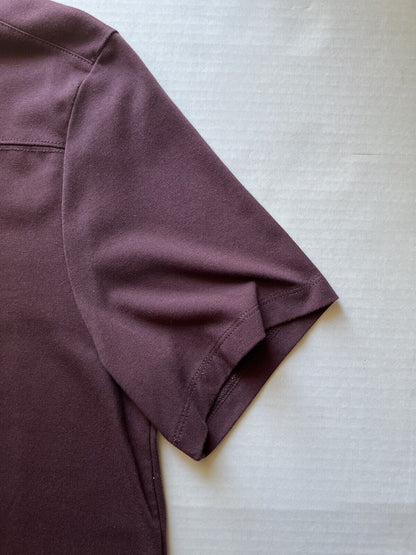 Perry Ellis Mens Hidden Buttons Burgundy Maroon Pima Cotton Polo Shirt Medium - thriftgoblin