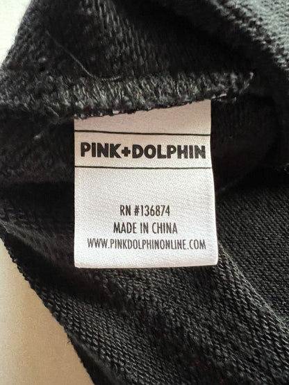 Pink + Dolphin RARE! Shirt Black Ghost Bay Area Streetwear Tee Raw Hem Long - thriftgoblin