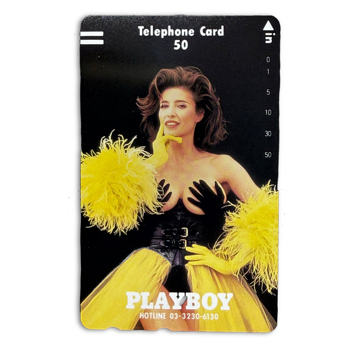 Playboy Japan Yellow Feathers Model Unused Japanese Telephone Card (Teleca) - Thrift GoblinTelephone Card