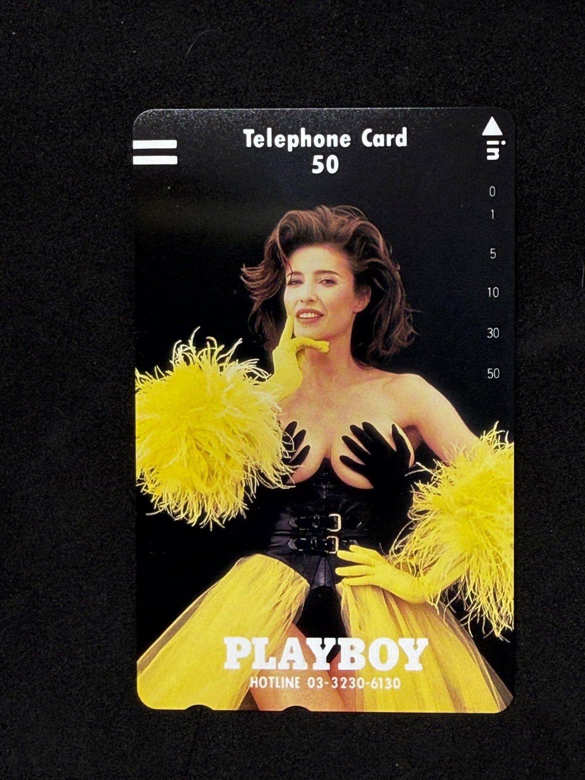 Playboy Japan Yellow Feathers Model Unused Japanese Telephone Card (Teleca) - Thrift GoblinTelephone Card