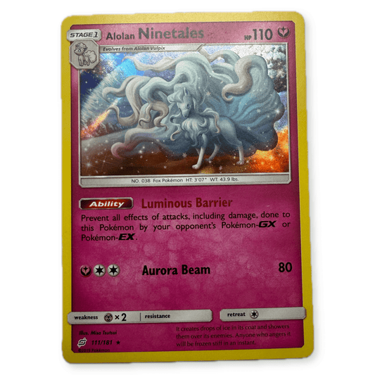 Pokemon Alolan Ninetales 111/181 Sun and Moon Team Up Holo Rare Card - thriftgoblinTrading Card