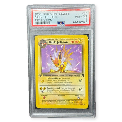 Pokemon Team Rocket 1st Edition Dark Jolteon 38/82 PSA 8 - thriftgoblin