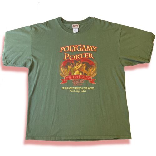Polygamy Porter Park City Utah Wasatch Beer Graphic Tee Shirt Short Sleeve XL - thriftgoblin