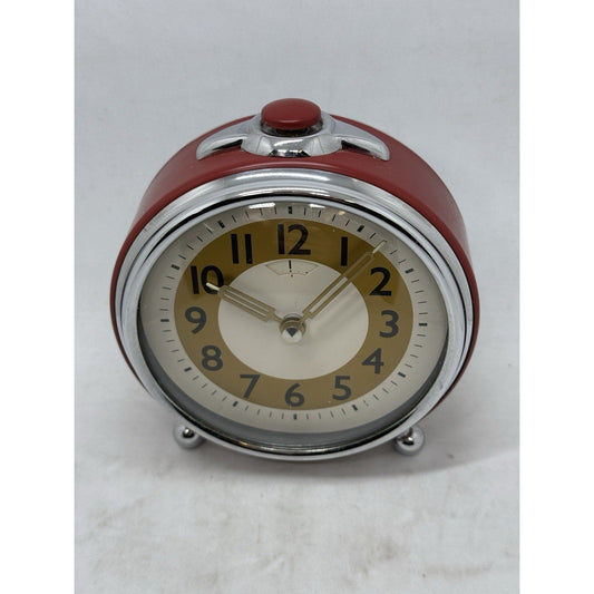 Pottery Barn Retro Alarm Clock Red Tested Vintage Aesthetic AA Heavy Quality - thriftgoblin