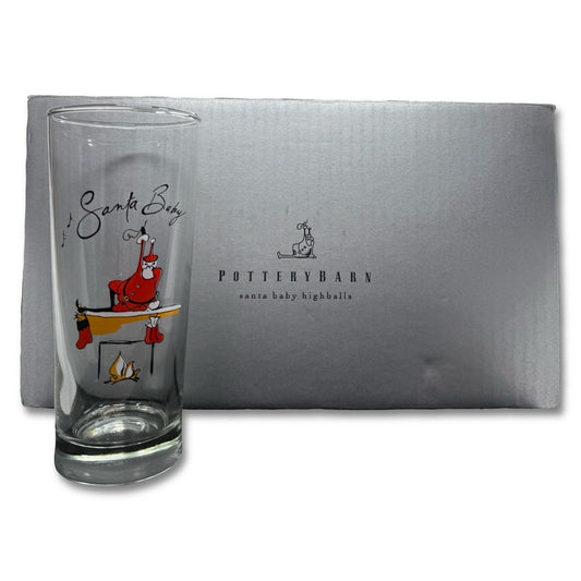 Pottery Barn Santa Baby Highball Glasses – Complete Set of 8 Holiday Collection - thriftgoblin