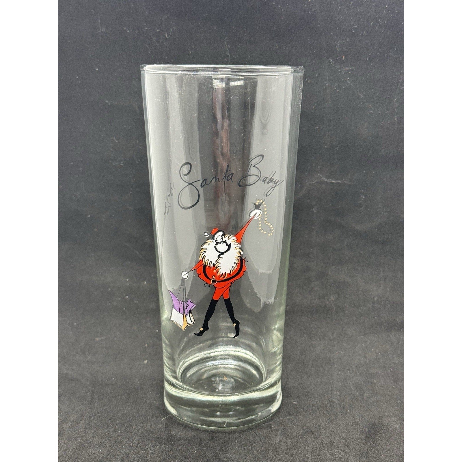 Pottery Barn Santa Baby Highball Glasses – Complete Set of 8 Holiday Collection - thriftgoblin