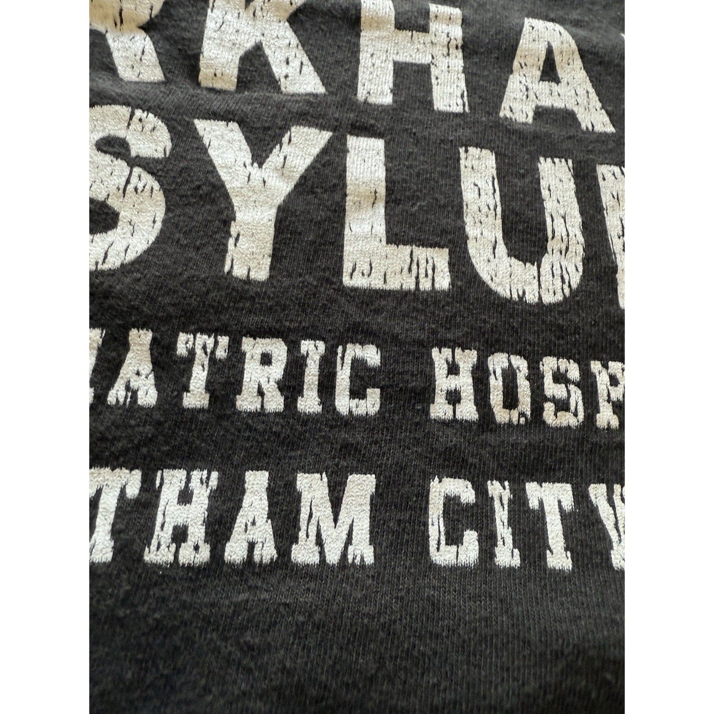 Property of Arkham Asylum Gotham City T-Shirt – XL Black Distressed Graphic Tee - thriftgoblin