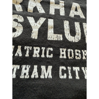 Property of Arkham Asylum Gotham City T-Shirt – XL Black Distressed Graphic Tee - thriftgoblin