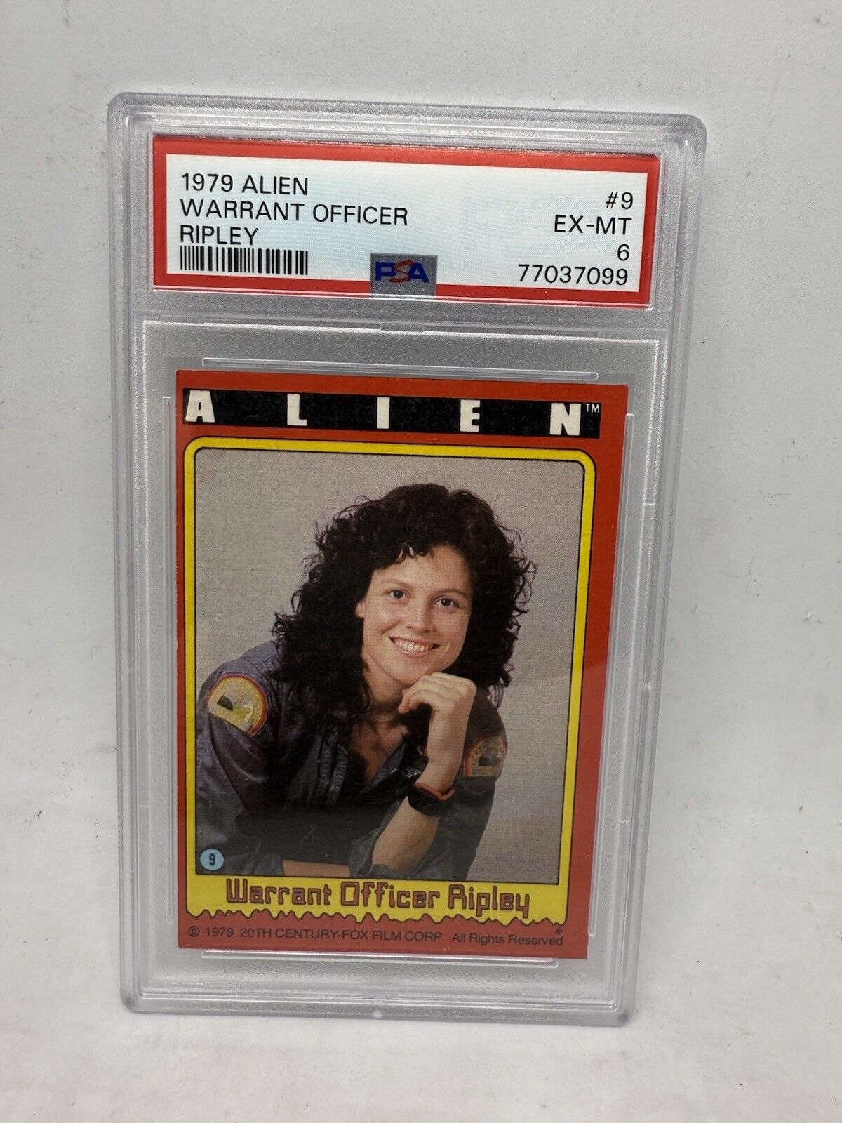 PSA 6 1979 Topps Alien Warrant Officer Ripley Card 9 Sigourney Weaver RC Rookie - thriftgoblin