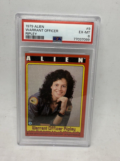 PSA 6 1979 Topps Alien Warrant Officer Ripley Card 9 Sigourney Weaver RC Rookie - thriftgoblin
