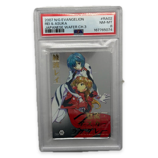PSA 8 2007 NG Evangelion Rei and Asuka Japanese Wafer Ch.3 RA02
