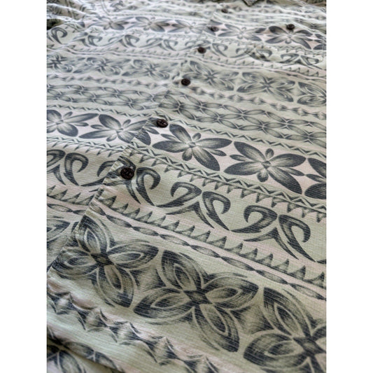 Quiksilver Waterman Collection Tailored Fit Hawaiian Shirt Men Large Sage Green - thriftgoblin
