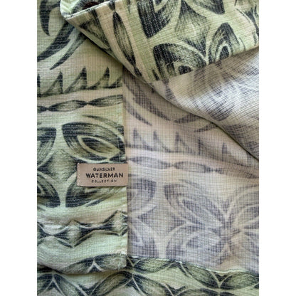 Quiksilver Waterman Collection Tailored Fit Hawaiian Shirt Men Large Sage Green - thriftgoblin