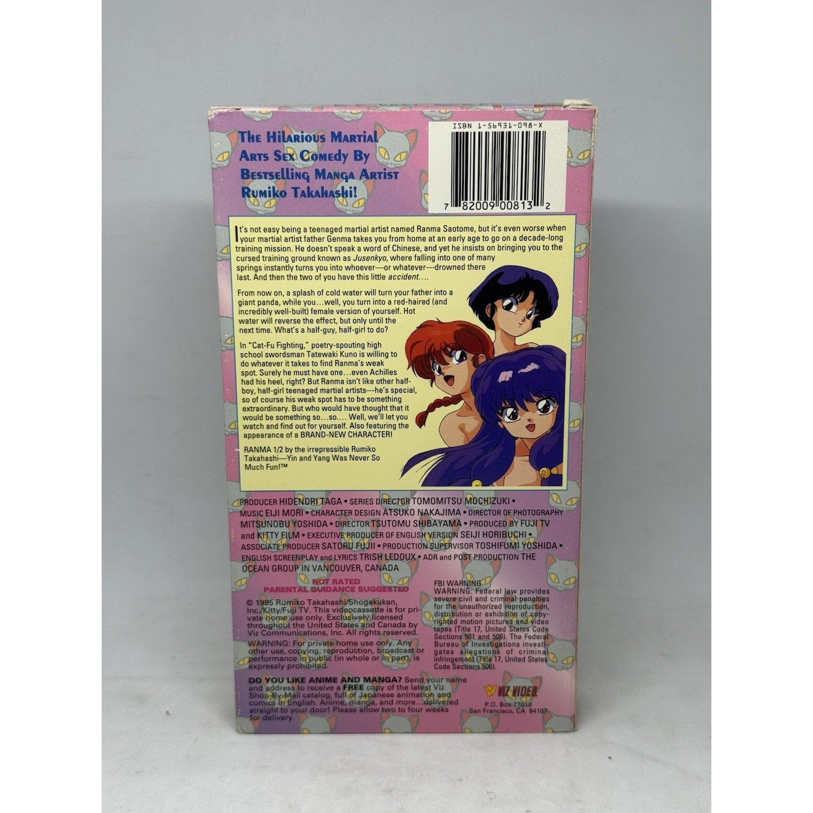 Ranma 1/2 Cat-Fu Fighting VHS Viz Video Rumiko Takahashi Anime English Dub 1995 - thriftgoblin