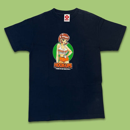 RARE Color 90 Hook - ups Skateboard T-shirt Mens Anime Miami Hooters SIZE M Blue - thriftgoblin