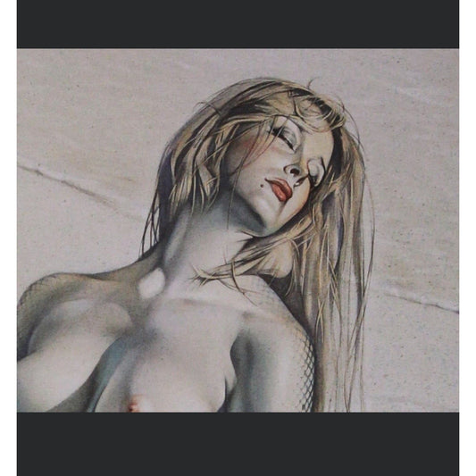 RARE Hajime Sorayama Wounded Mermaid Lithograph Signed, Limited 4/10 NAGA Era 90 - thriftgoblin