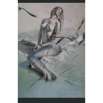 RARE Hajime Sorayama Wounded Mermaid Lithograph Signed, Limited 4/10 NAGA Era 90 - thriftgoblin