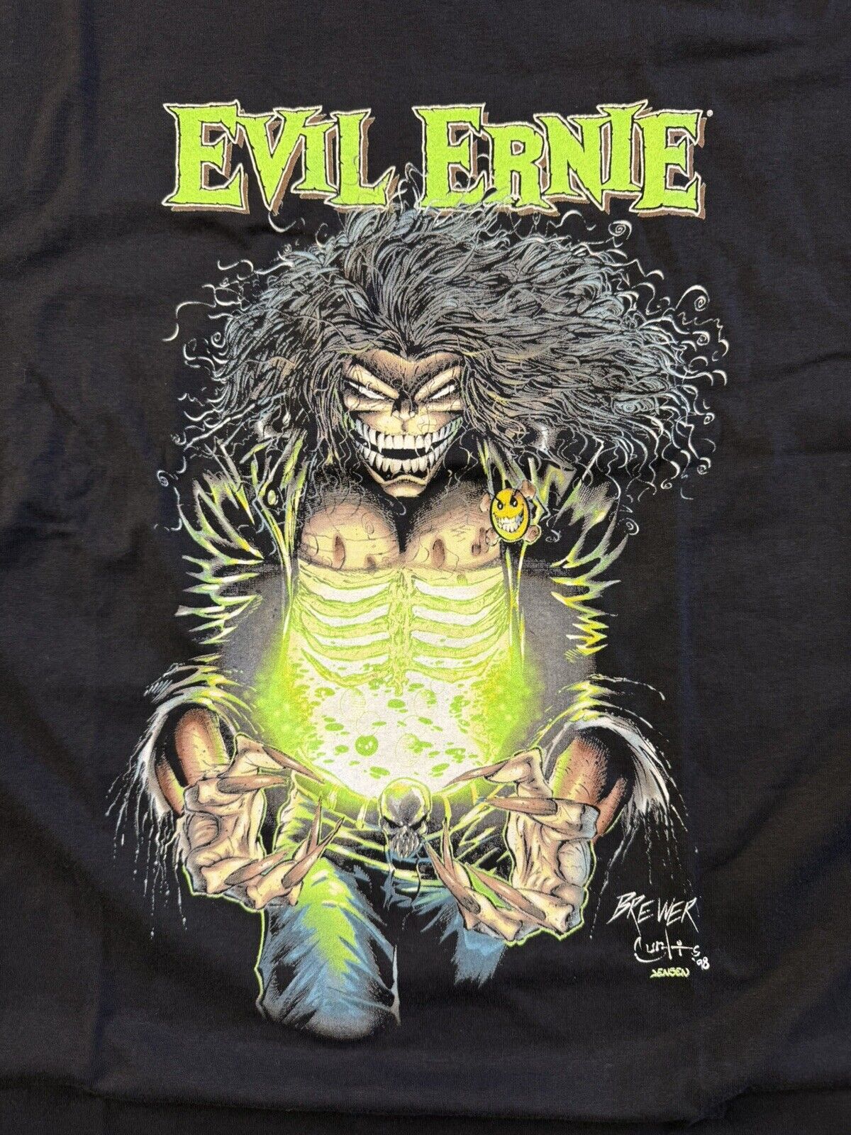 Rare Vintage Chaos Comics Evil Ernie Green Glow T Shirt Mens Black Large AAA Tag - thriftgoblin