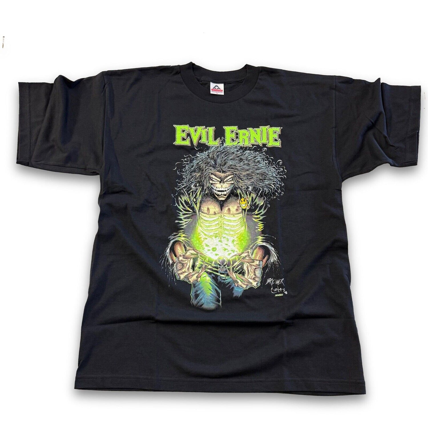 Rare Vintage Chaos Comics Evil Ernie Green Glow T Shirt Mens Black Large AAA Tag - thriftgoblin