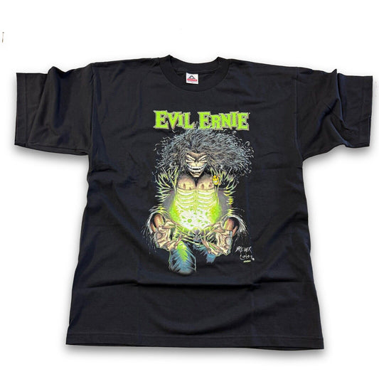 Rare Vintage Chaos Comics Evil Ernie Green Glow T Shirt Mens Black Large AAA Tag - thriftgoblin