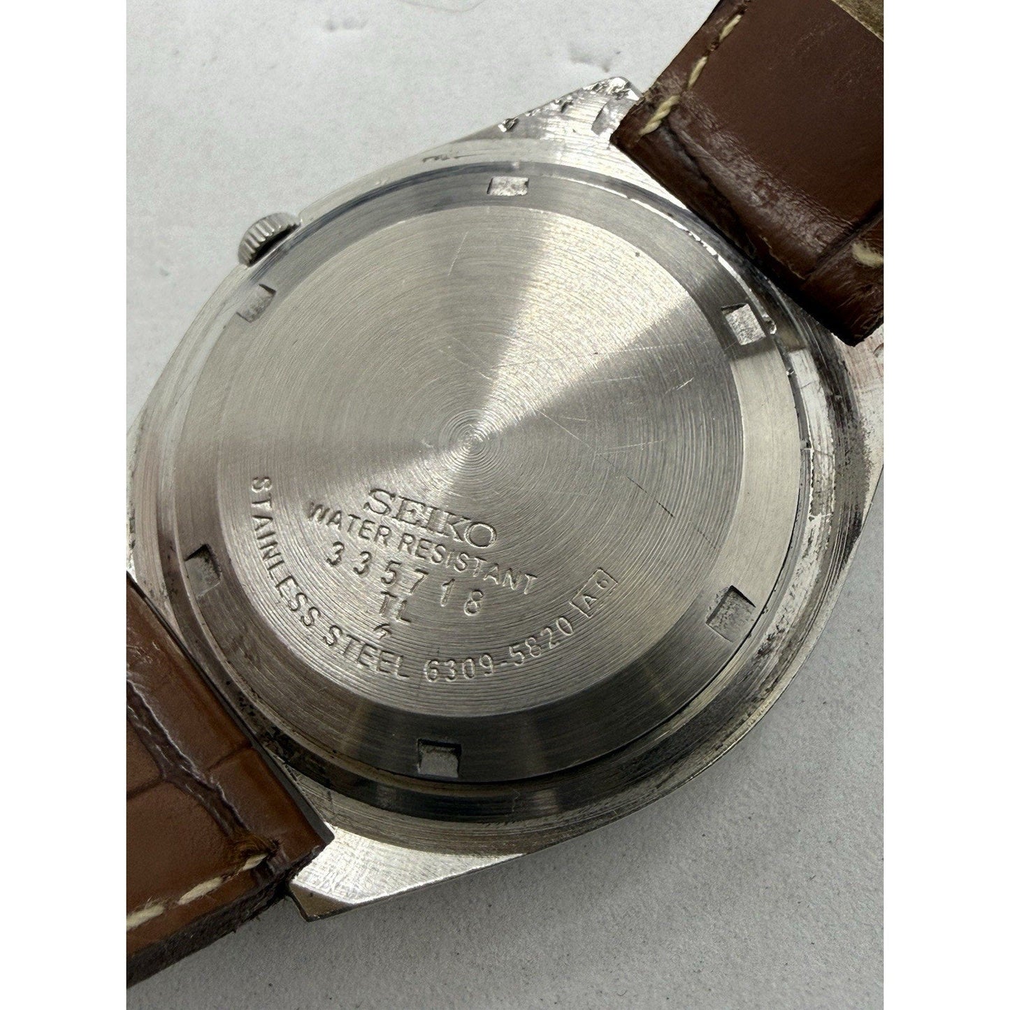 Rare Vintage Seiko Automatic Mickey Mouse Watch 6309 Japan Made Brown Strap - thriftgoblin
