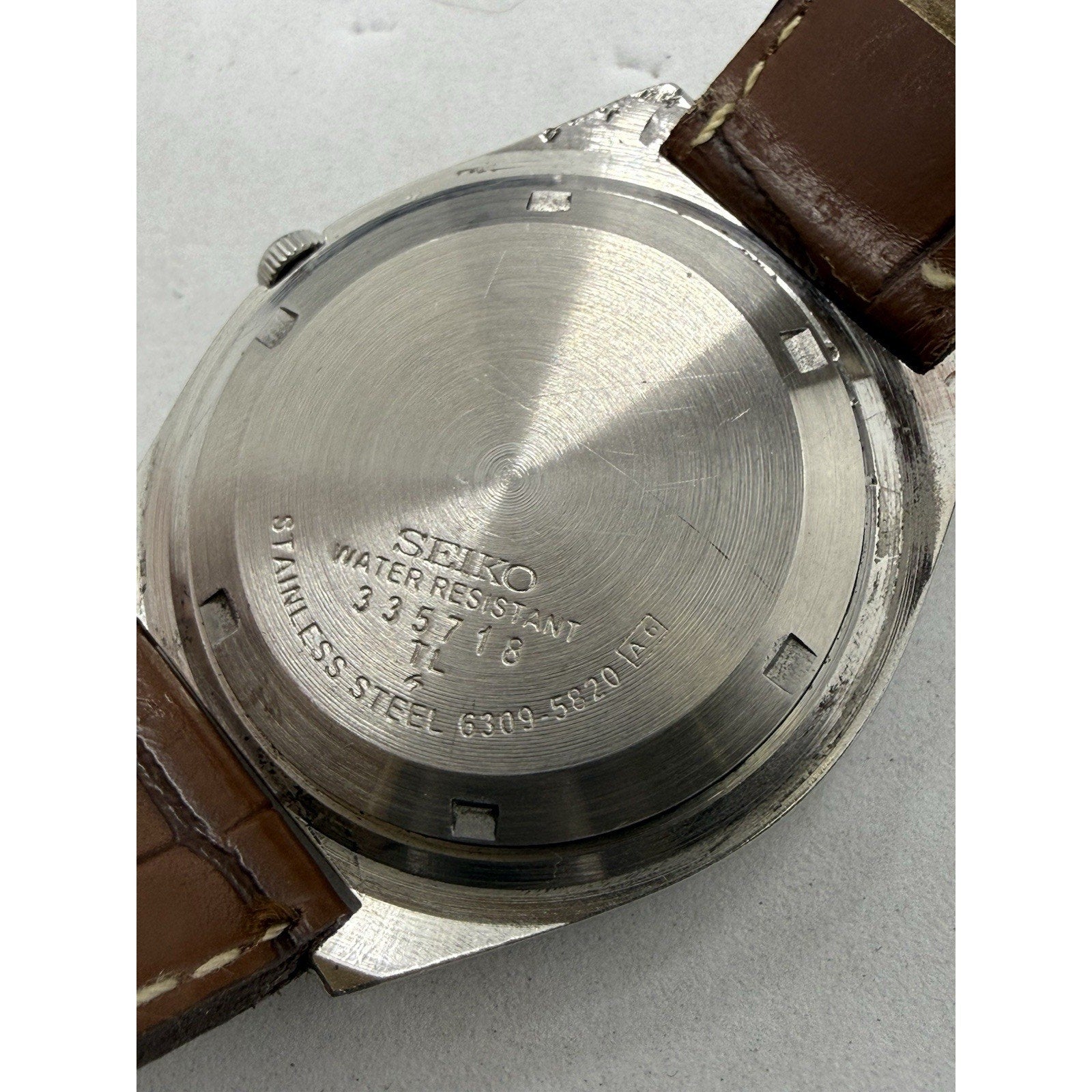 Rare Vintage Seiko Automatic Mickey Mouse Watch 6309 Japan Made Brown Strap - thriftgoblin