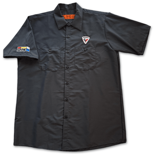 Red Kap Work Shirt Rossignol LOOK Ski Patches Brand New Large Short Sleeve - thriftgoblinTops