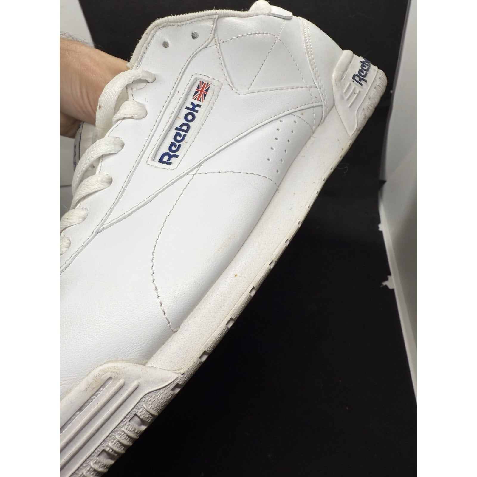 Reebok Ex‑o‑fit White Leather Sneakers Men’s 11.5 Retro Low‑Top Casual Shoes - thriftgoblin