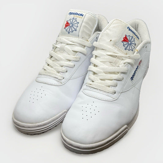 Reebok Ex‑o‑fit White Leather Sneakers Men’s 11.5 Retro Low‑Top Casual Shoes - thriftgoblin
