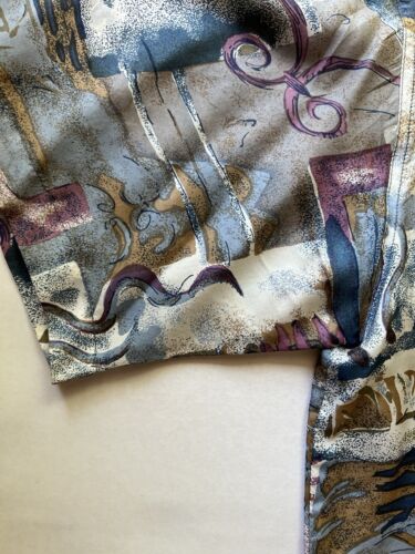 Robert Stock SILK Beige Geometric Abstract Short Sleeve Silk Shirt Mens Size L - thriftgoblin