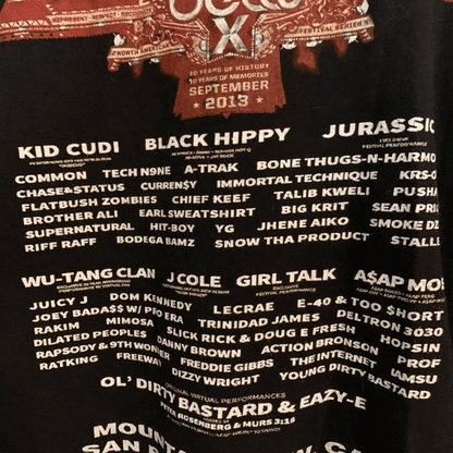 Rock The Bells X 2013 Rap Hip - Hop Festival Lineup Shirt Black Crewneck T-Shirt - thriftgoblin