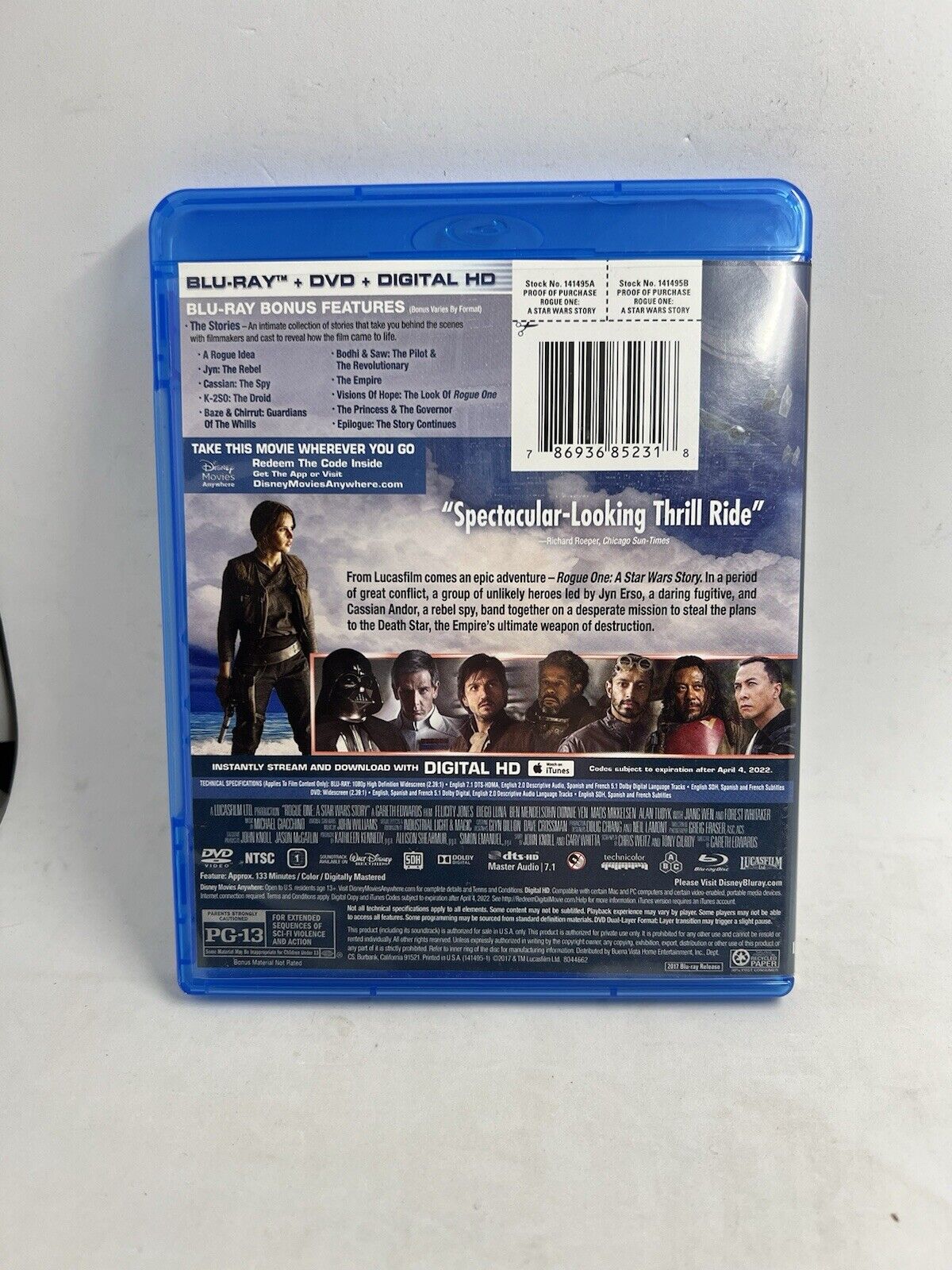 Rogue One: A Star Wars Story (Blu - ray, DVD, Digital HD 2016) - thriftgoblin
