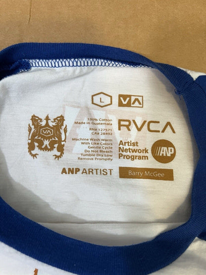 RVCA Barry Mcgee Artist ANP Raglan Shirt Mens Large White Twist One Graffiti Bay - thriftgoblin