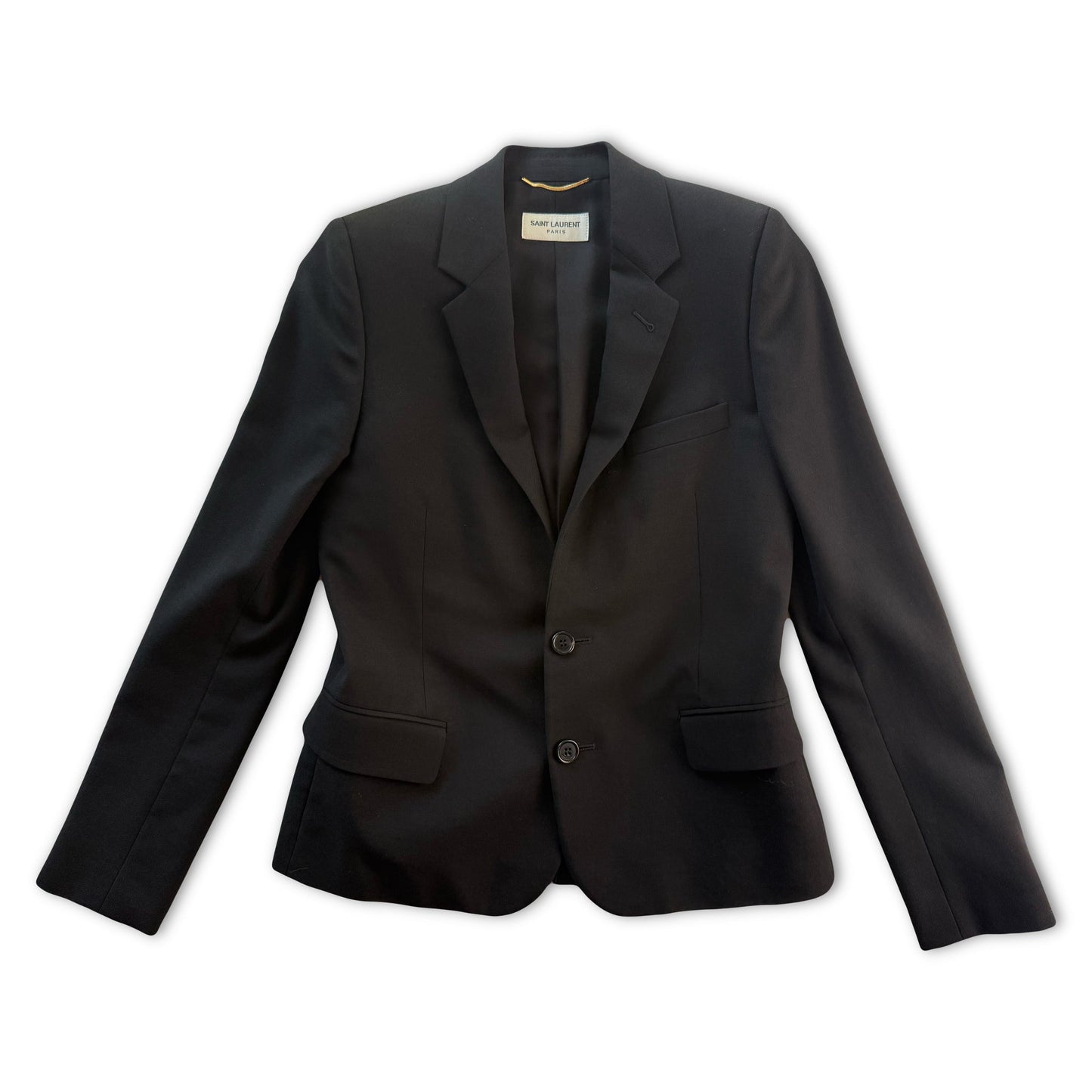 Saint Laurent Paris Black Virgin Wool Blazer Jacket 536029 Italy Women F34 US2 - Thrift GoblinBlazer