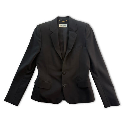 Saint Laurent Paris Black Virgin Wool Blazer Jacket 536029 Italy Women F34 US2 - Thrift GoblinBlazer