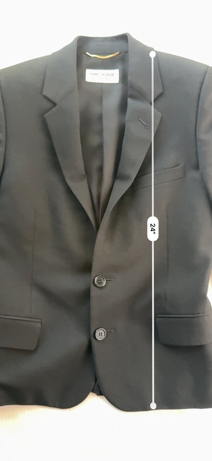 Saint Laurent Paris Black Virgin Wool Blazer Jacket 536029 Italy Women F34 US2 - Thrift GoblinBlazer