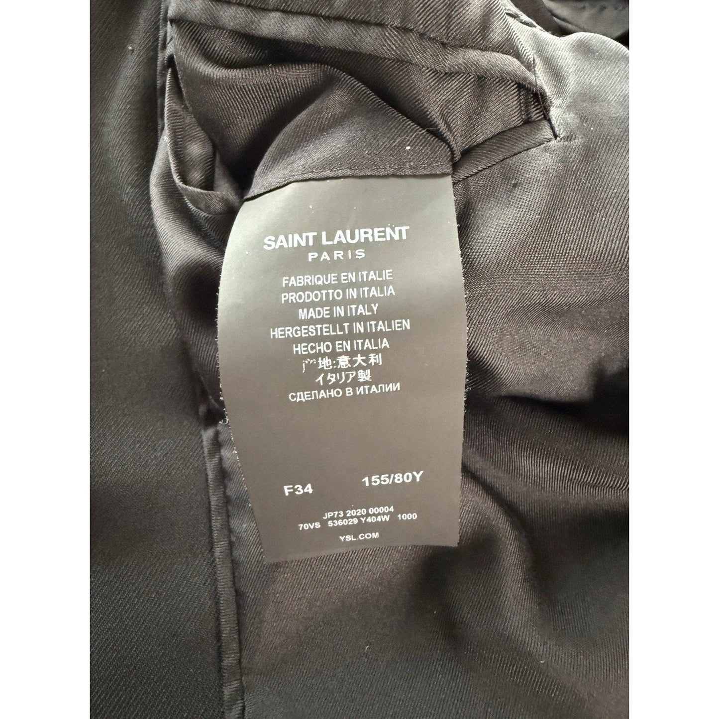 Saint Laurent Paris Black Virgin Wool Blazer Jacket 536029 Italy Women F34 US2 - thriftgoblin