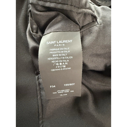 Saint Laurent Paris Black Virgin Wool Blazer Jacket 536029 Italy Women F34 US2 - thriftgoblin