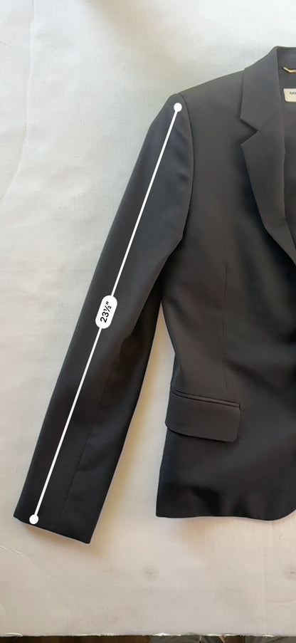 Saint Laurent Paris Black Virgin Wool Blazer Jacket 536029 Italy Women F34 US2 - Thrift GoblinBlazer