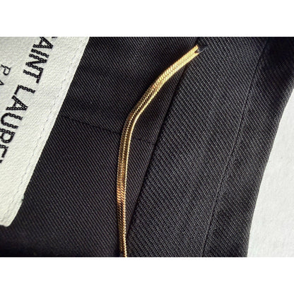 Saint Laurent Paris Black Virgin Wool Blazer Jacket 536029 Italy Women F34 US2 - thriftgoblin