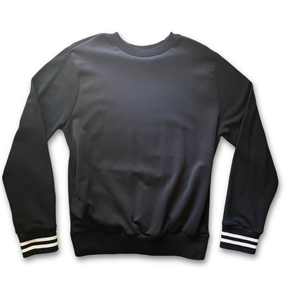 Saks Fifth Avenue Crewneck Sweater Men’s L Pockets Stripe Wrist - thriftgoblin