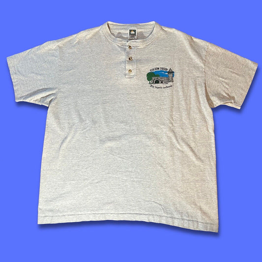 Single Stich Folsom Prison The Legend Continues Single Stitch Henley Shirt USA X - thriftgoblin