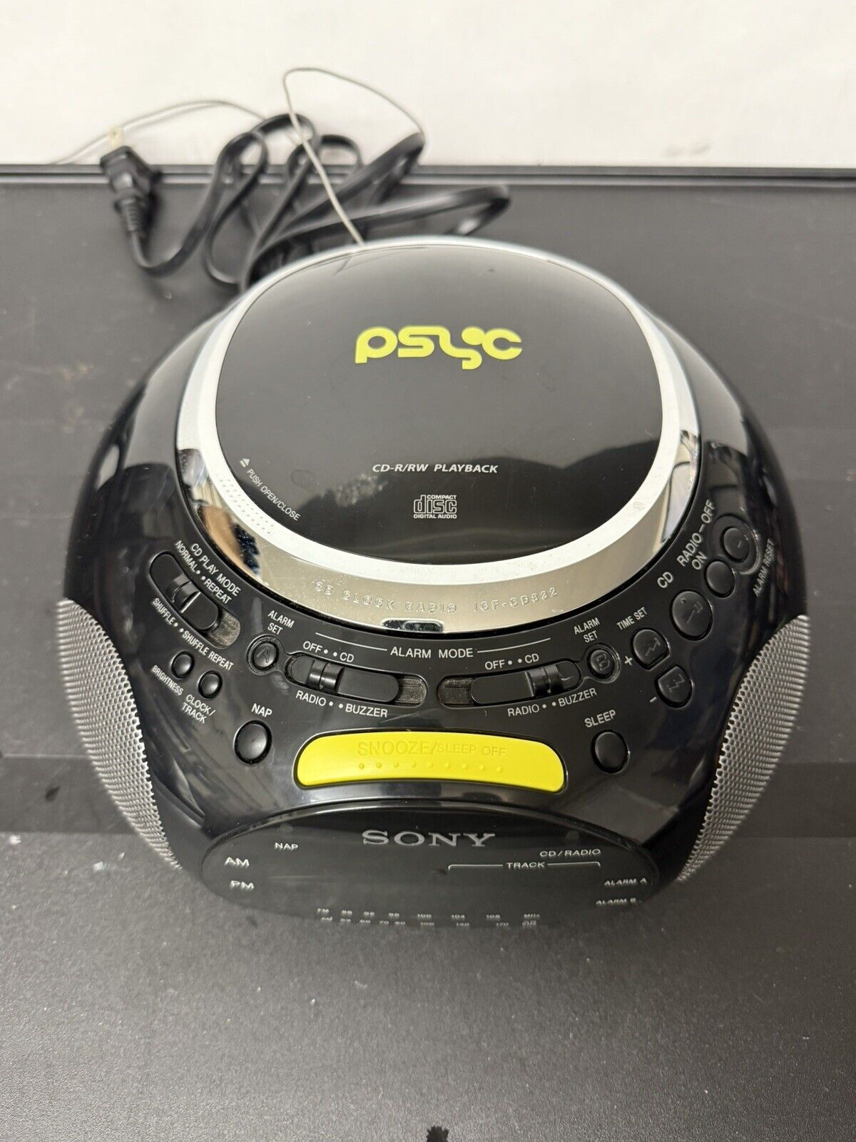 Sony PSYC CD Player AM/FM Radio ICFCD832 Black Tested Walkman Decor Graffiti Y2K - thriftgoblin