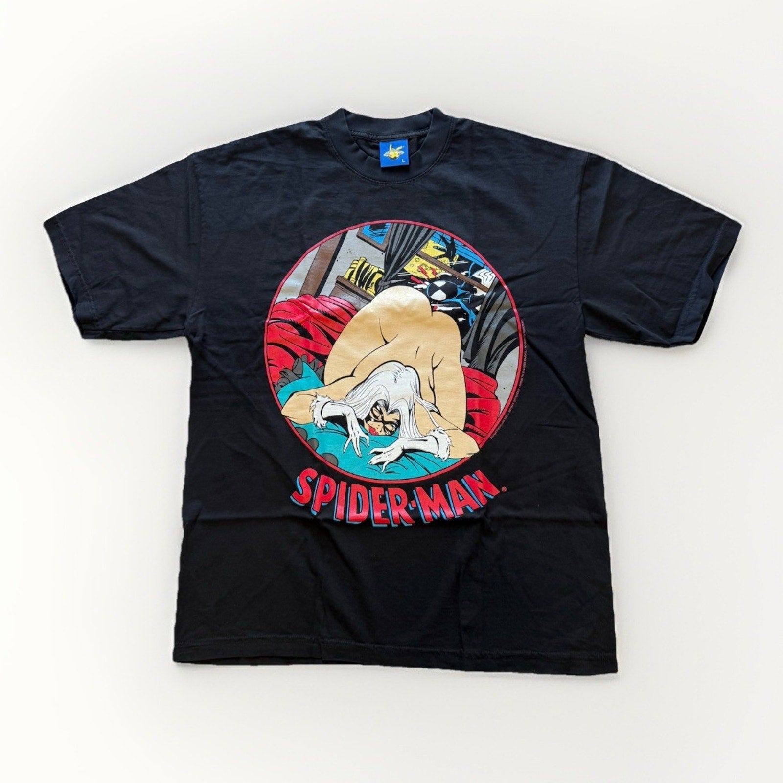 SPIDER - MAN Black Cat Bootleg Tee DeadstockLuis 2023 Repeat Offender L Lewd - thriftgoblin