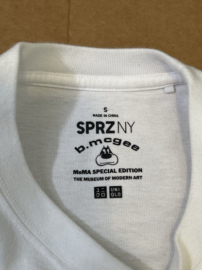 SPRZ NY B Mcgee Size S White T-shirt 100% Cotton Uniqlo Graffiti Twist Bay Area - thriftgoblin