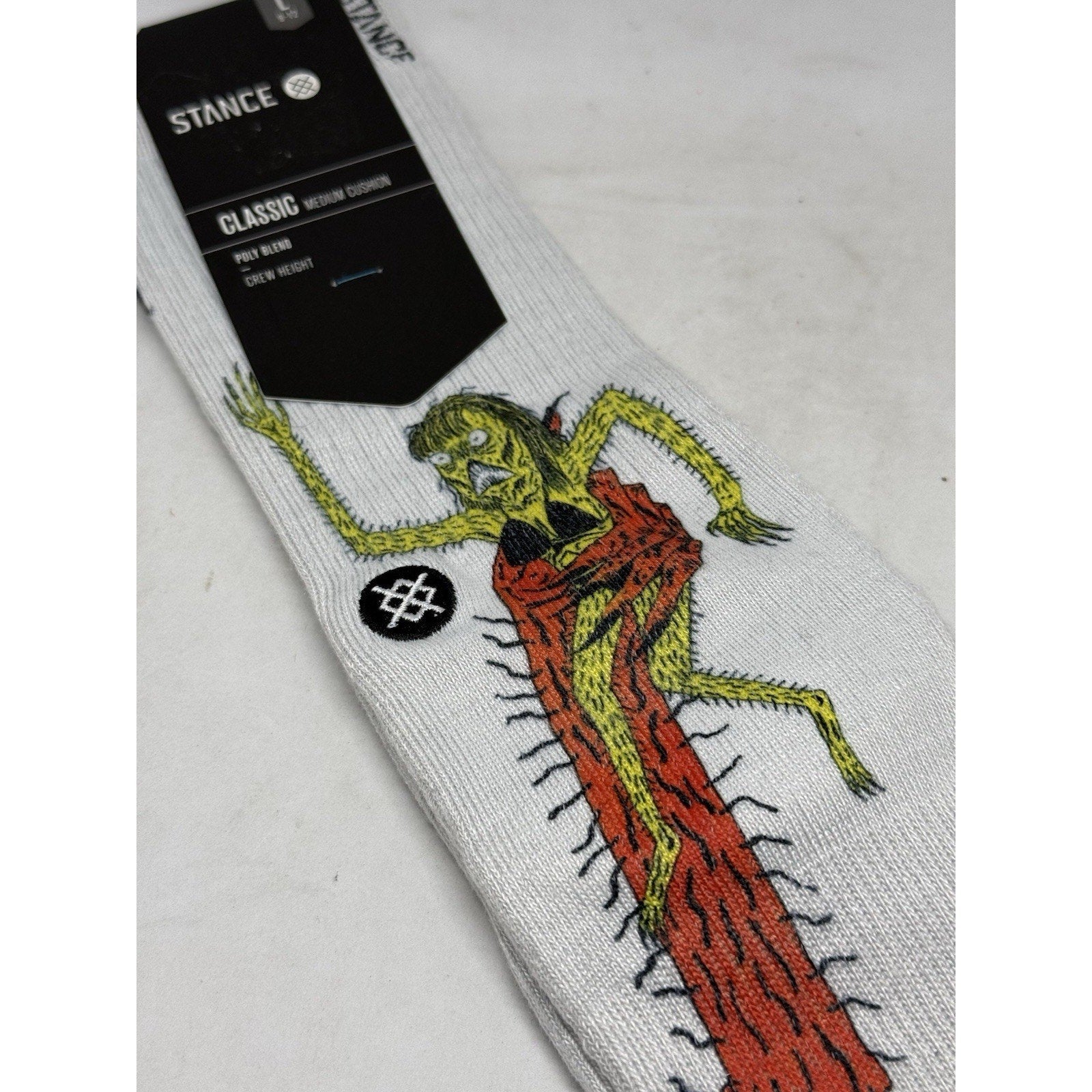 Stance x Neckface Classic Crew Socks Large 9-12 NWT White Horror Skate Art Graff - thriftgoblin
