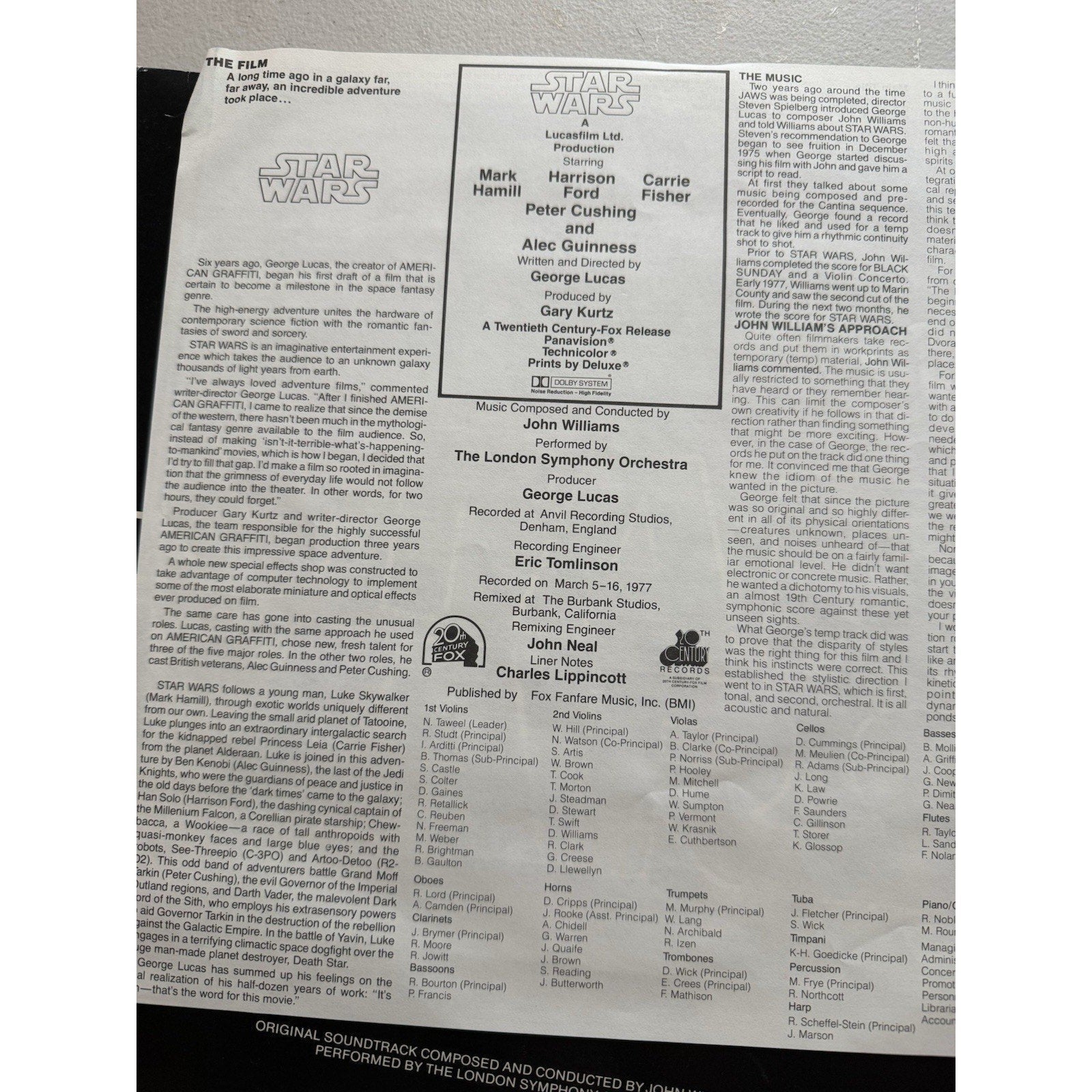 Star Wars Original Soundtrack 1977 Vinyl 2xLP John Williams 20th Century 2T - 541 - thriftgoblin