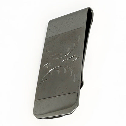 Sterling Silver Money Clip Hand Engraved Design MR X - thriftgoblin